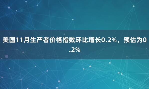 美國11月生產者價格指數環比增長0.2%，預估為0.2%