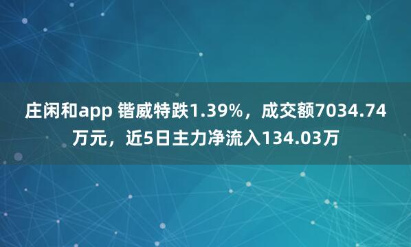 莊閑和app 鍇威特跌1.39%,成交額7034.74萬(wàn)元,近5日主力凈流入134.03萬(wàn)